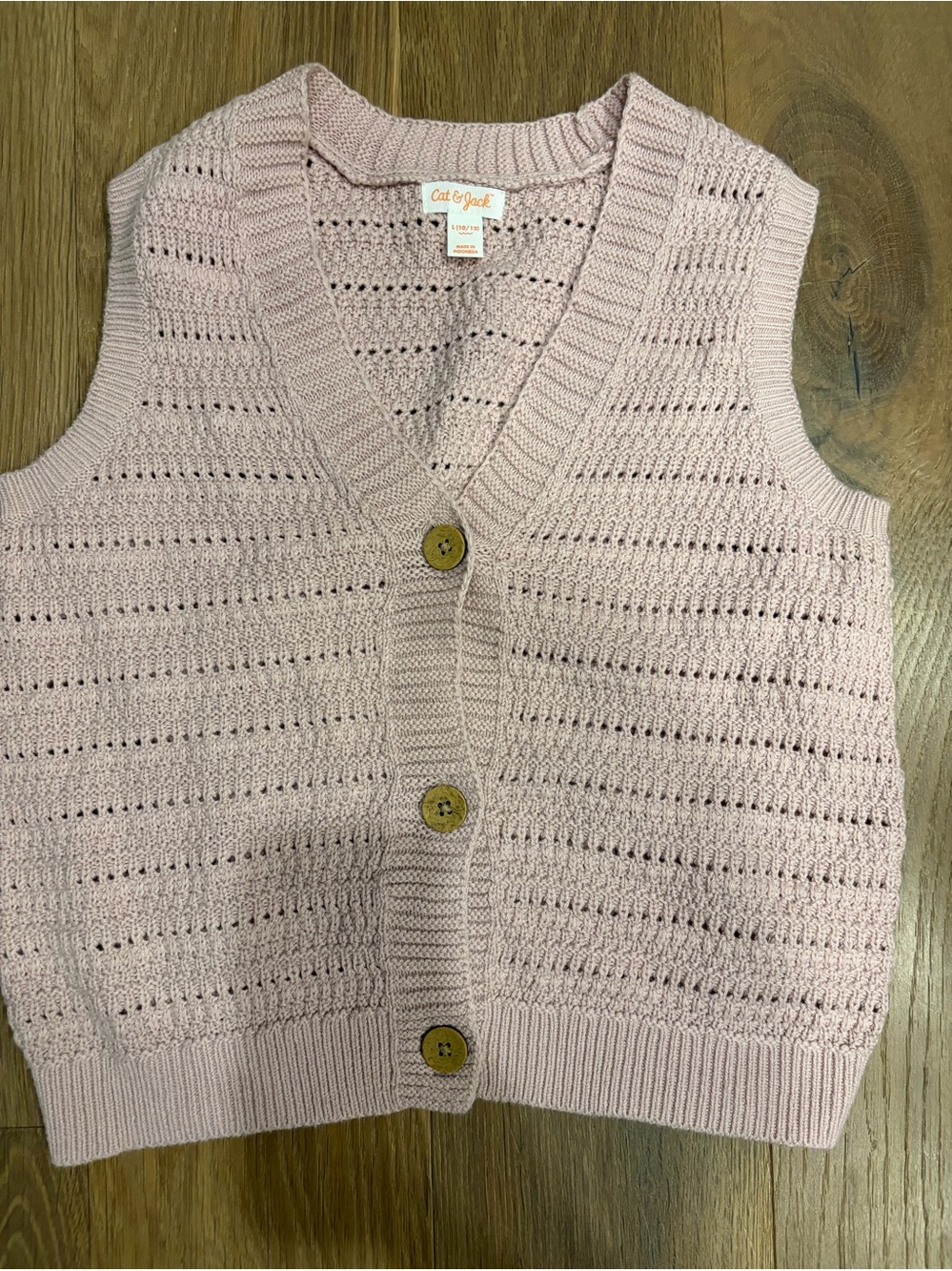 Cat & Jack Pink Knit Button-Front Sweater Vest L 10/12
